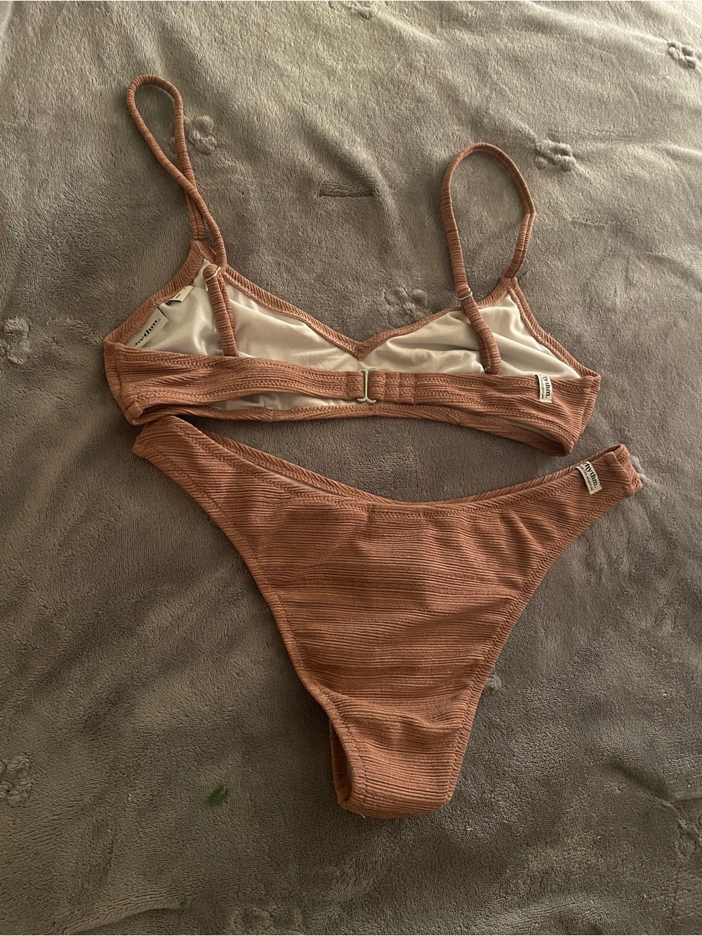 Rhythm. Ribbed Bikini Set in Rust Brown - Picture 2 of 5
